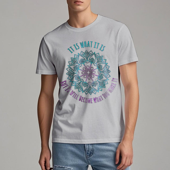 T-shirt Olivenorma « It Is What It Is » avec citation mandala