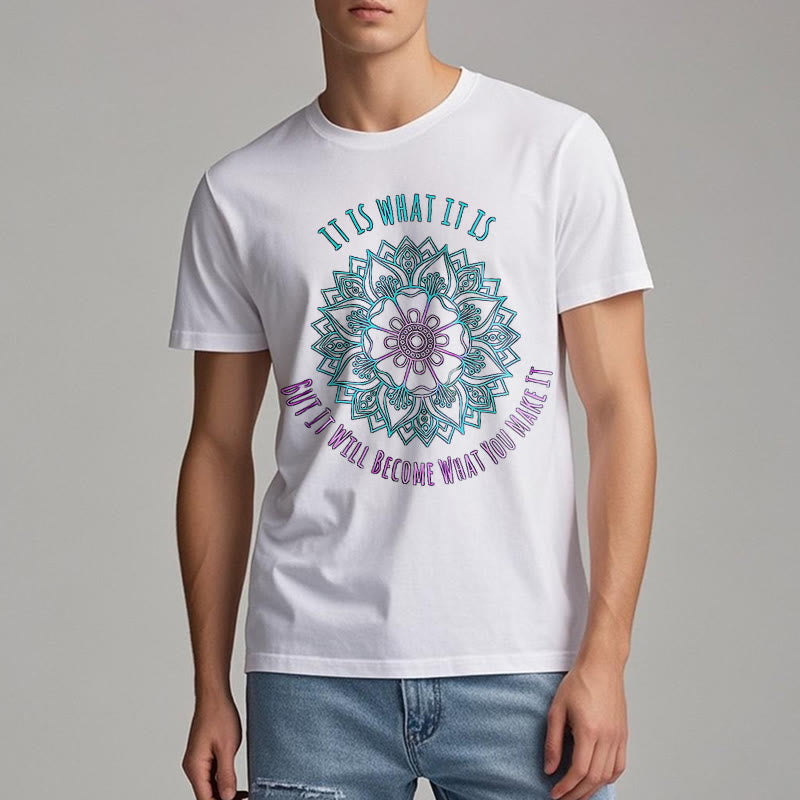 T-shirt Olivenorma « It Is What It Is » avec citation mandala