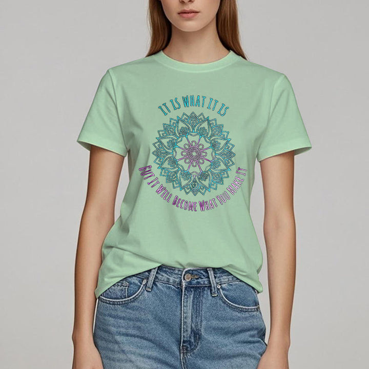 T-shirt Olivenorma « It Is What It Is » avec citation mandala