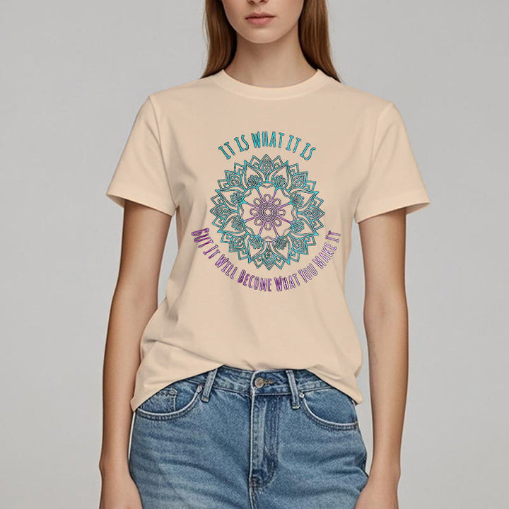 T-shirt Olivenorma « It Is What It Is » avec citation mandala