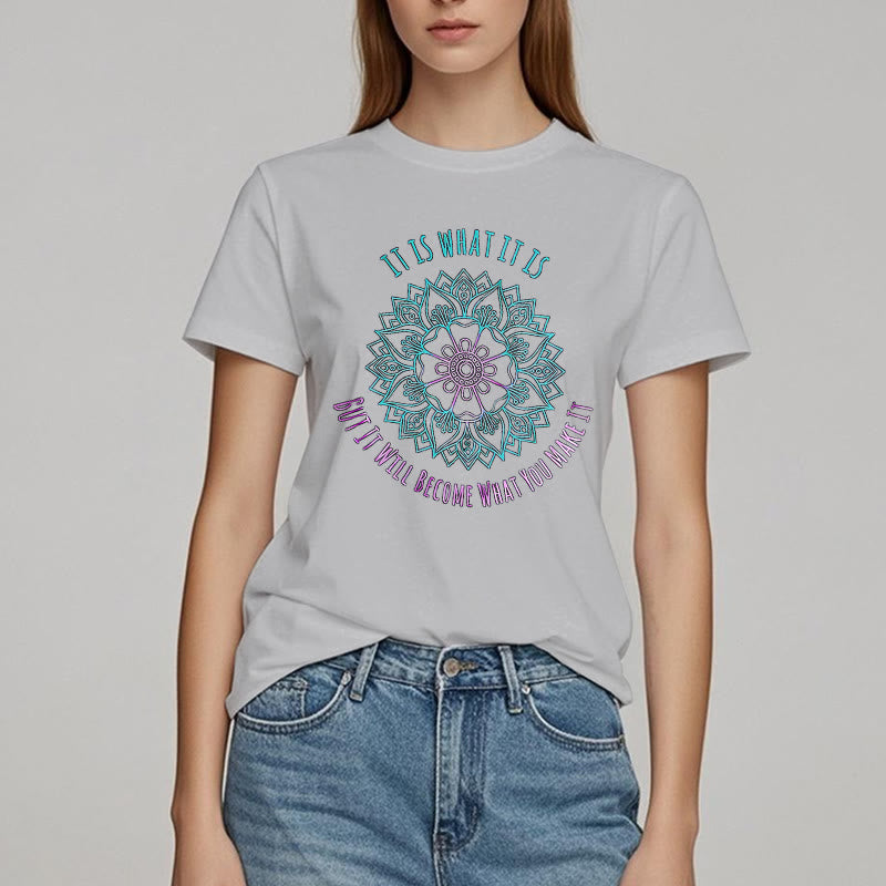 T-shirt Olivenorma « It Is What It Is » avec citation mandala