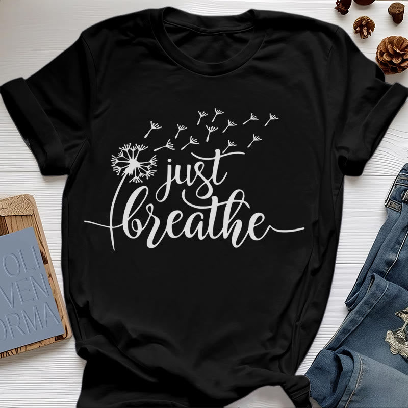 T-shirt Olivenorma Just Breathe Pissenlit