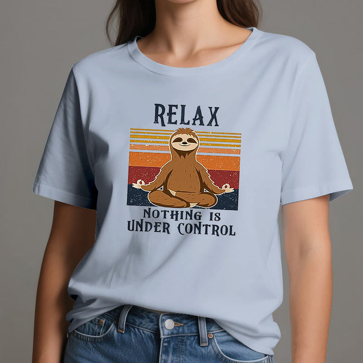 T-shirt rétro en coton Olivenorma , motif paresseux décontracté