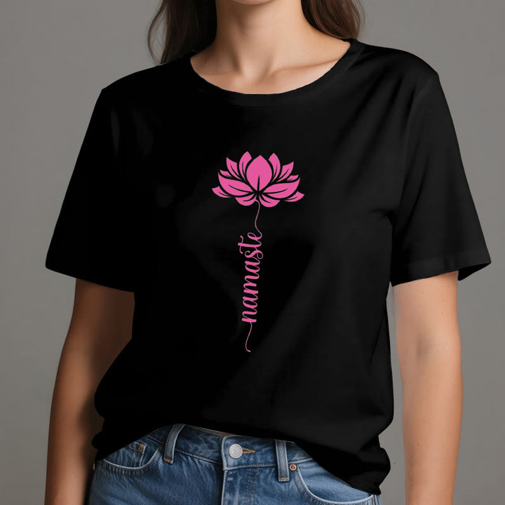 Olivenorma Namaste Lotus Yoga T-shirt en coton