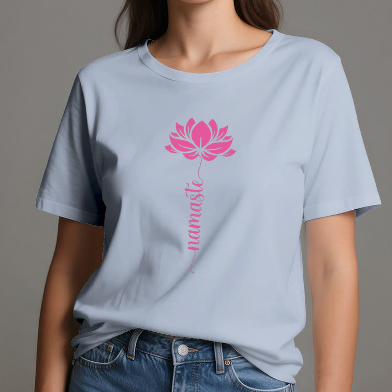 Olivenorma Namaste Lotus Yoga T-shirt en coton