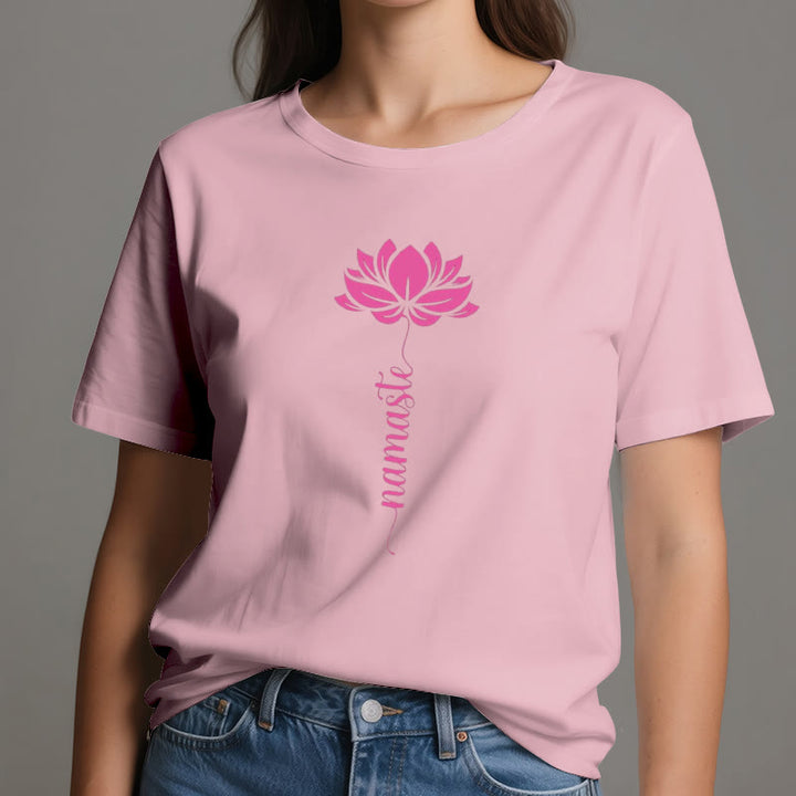 Olivenorma Namaste Lotus Yoga T-shirt en coton
