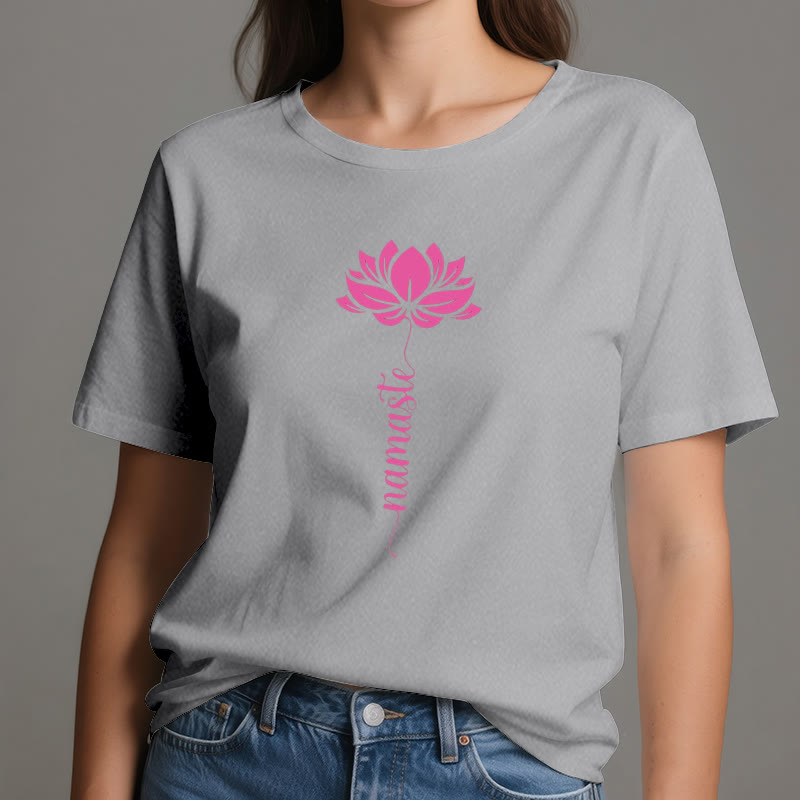 Olivenorma Namaste Lotus Yoga T-shirt en coton