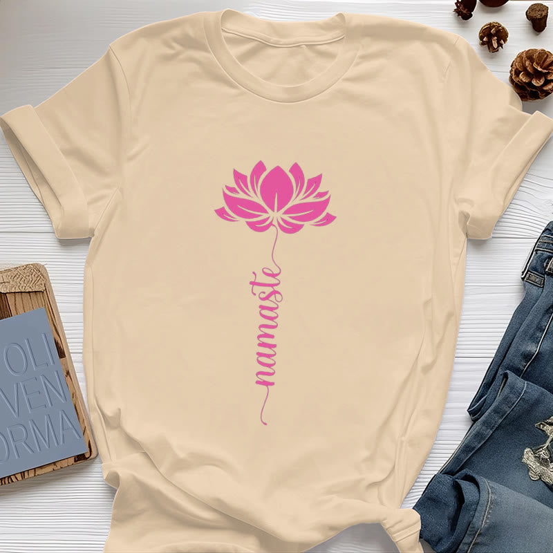 Olivenorma Namaste Lotus Yoga T-shirt en coton