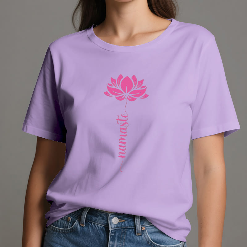 Olivenorma Namaste Lotus Yoga T-shirt en coton