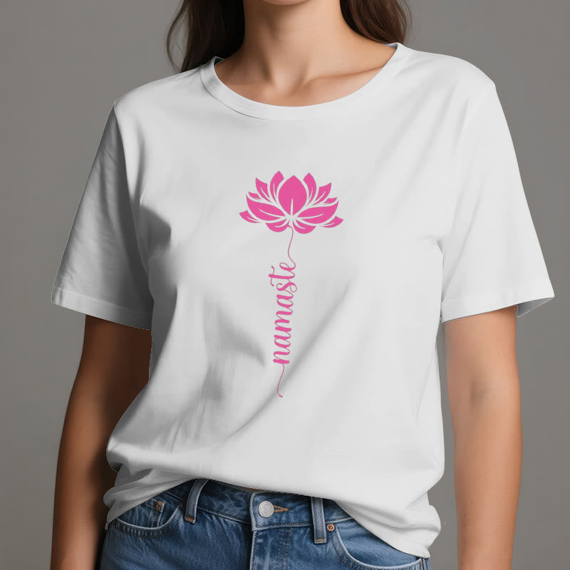 Olivenorma Namaste Lotus Yoga T-shirt en coton