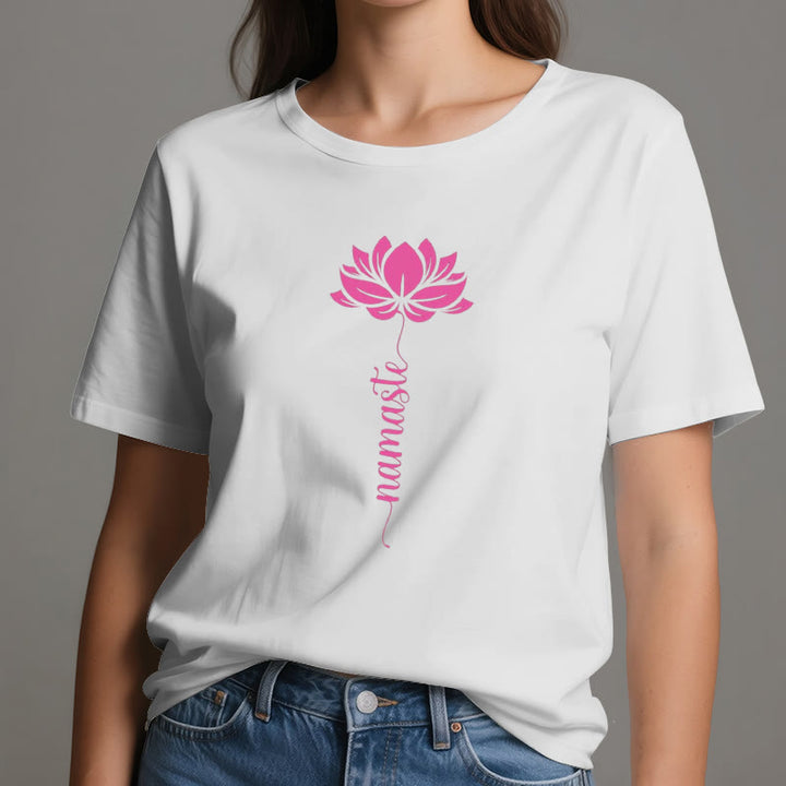 Olivenorma Namaste Lotus Yoga T-shirt en coton