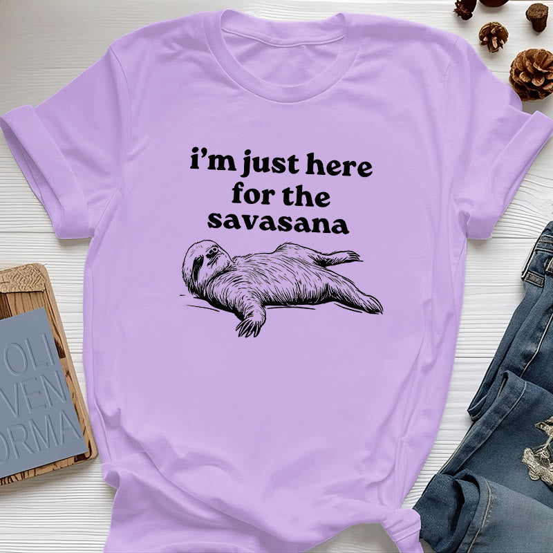 T-shirt Olivenorma Sloth Yoga « Je suis juste là pour Savasana »
