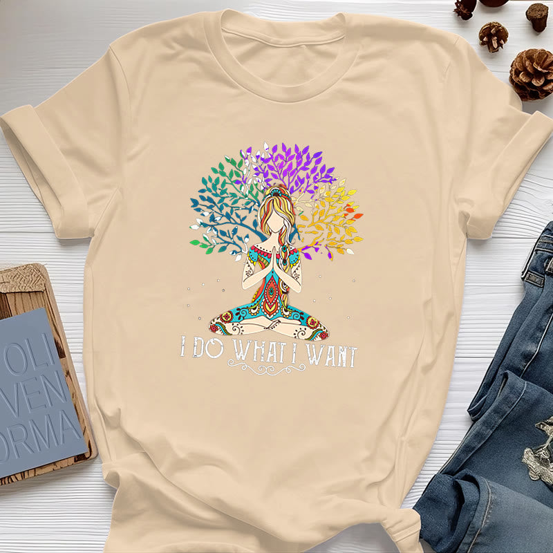 T-shirt de méditation et de yoga Olivenorma « Je fais ce que je veux »
