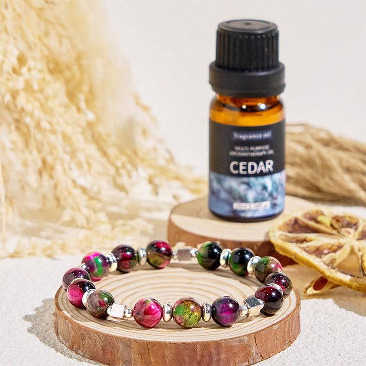 Bracelet Olivenorma « Celestial Pulse » Galaxy œil de tigre, huile essentielle anti-anxiété - image 3