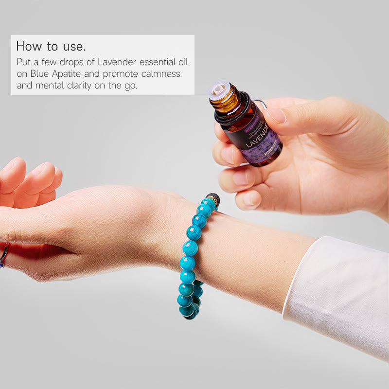 Bracelet Olivenorma « Essence de Balmaara » à l'huile essentielle d'apatite bleue pour le chakra de la gorge - image 2