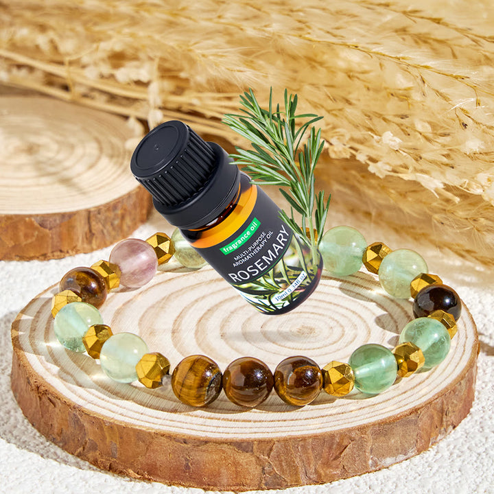 Bracelet d'huiles essentielles d'équilibre émotionnel en fluorite Olivenorma « Forest Breeze » - Bracelet + Huile Essentielle de Romarin - image 1