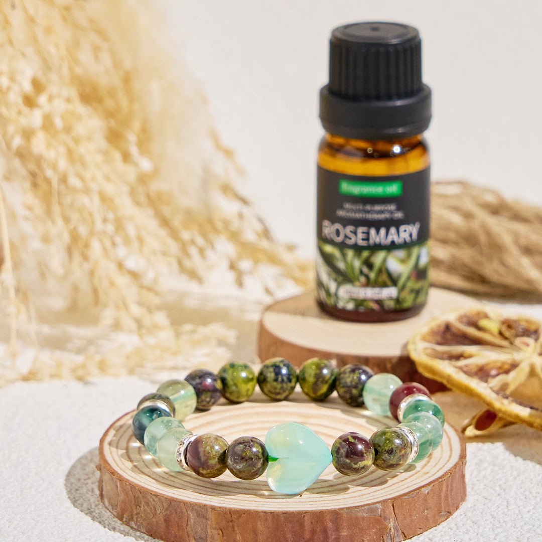 Bracelet d'huiles essentielles de fluorite Olivenorma « Cœur de prairie » pour le soulagement de l'humeur - image 3