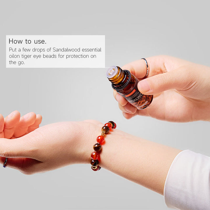 Bracelet Olivenorma « Lucky Clover » en œil de tigre et agate rouge, huile essentielle porte-bonheur - image 2