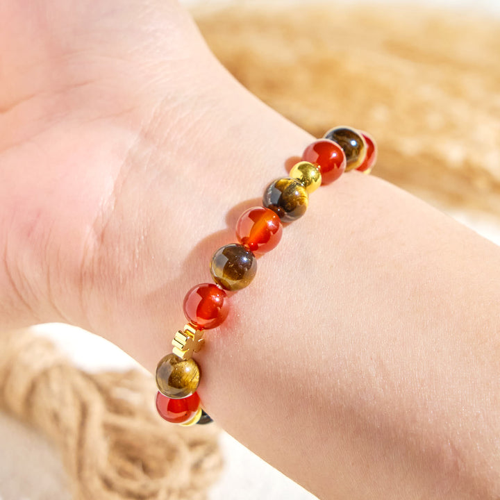 Bracelet Olivenorma « Lucky Clover » en œil de tigre et agate rouge, huile essentielle porte-bonheur - image 6