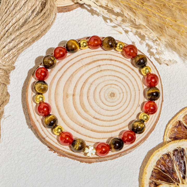 Bracelet Olivenorma « Lucky Clover » en œil de tigre et agate rouge, huile essentielle porte-bonheur - image 7