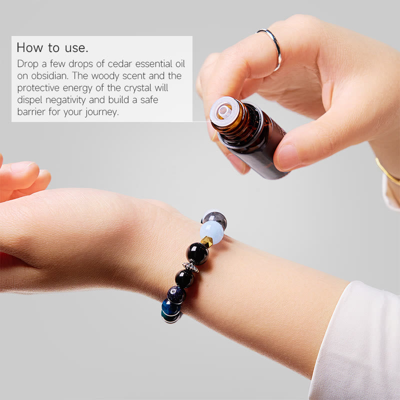 Bracelet d'huiles essentielles de guérison en obsidienne Olivenorma « Ciel de minuit » - image 2