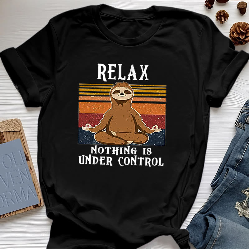 T-shirt rétro en coton Olivenorma , motif paresseux décontracté