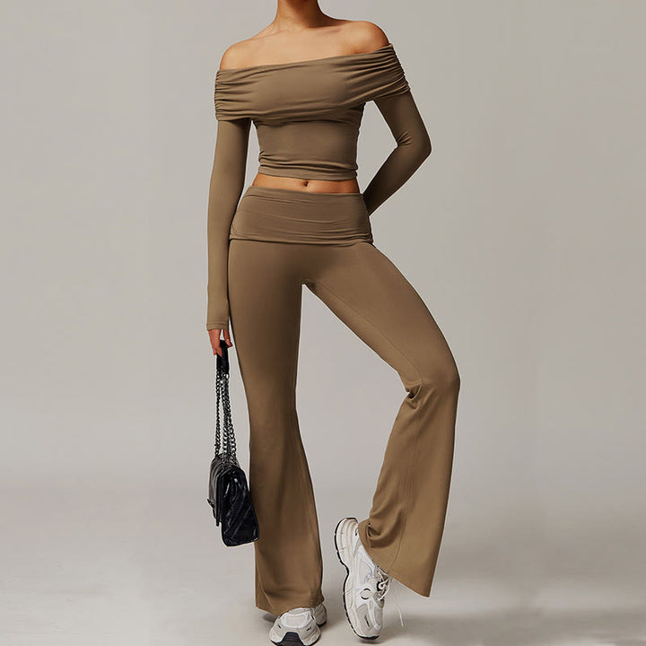 Pantalon d'entraînement évasé taille haute Olivenorma