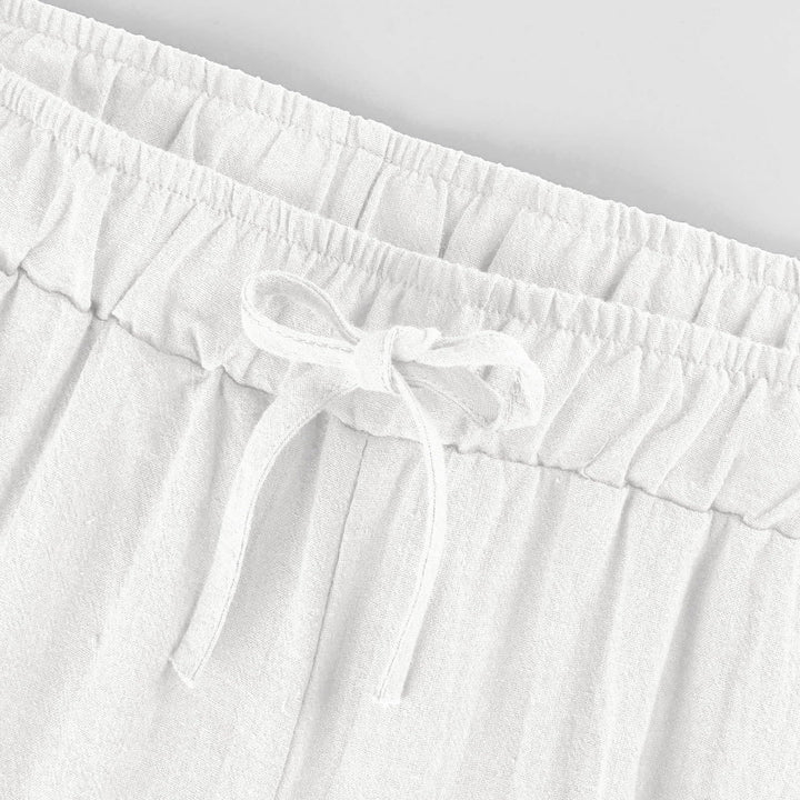 Pantalon large en coton et lin Olivenorma pour femme