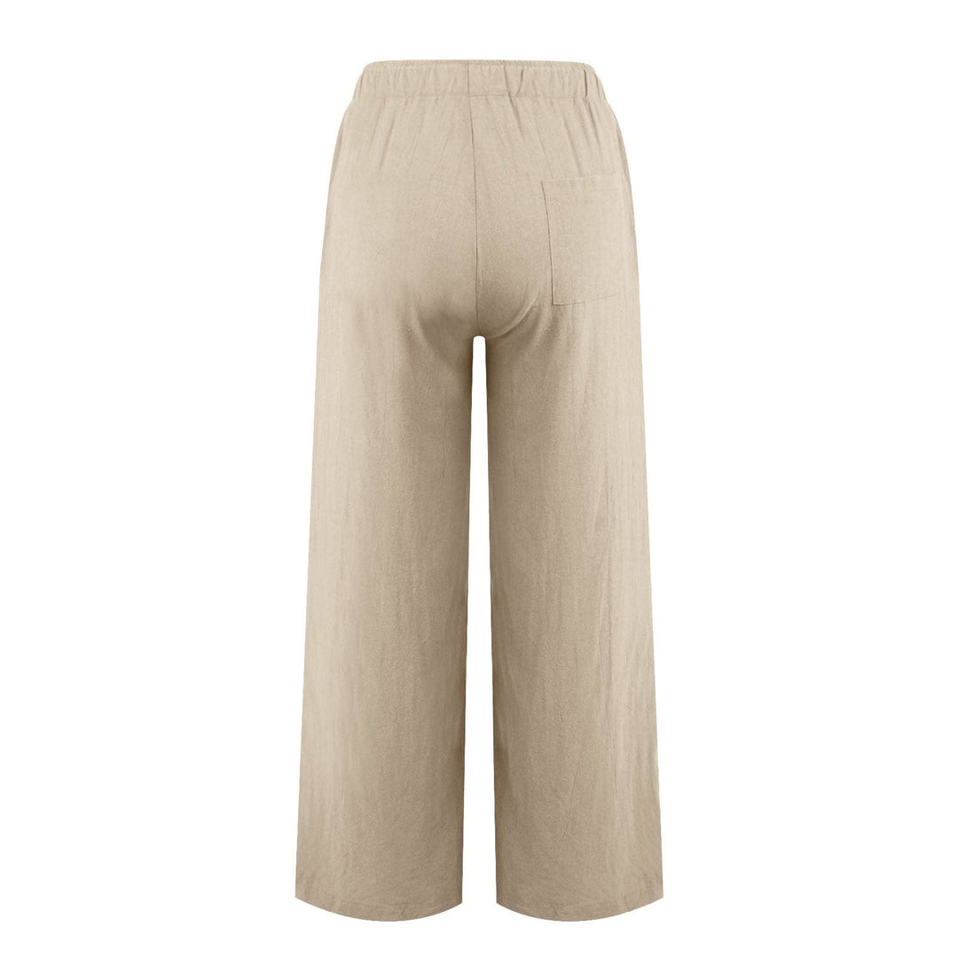 Pantalon large en coton et lin Olivenorma pour femme