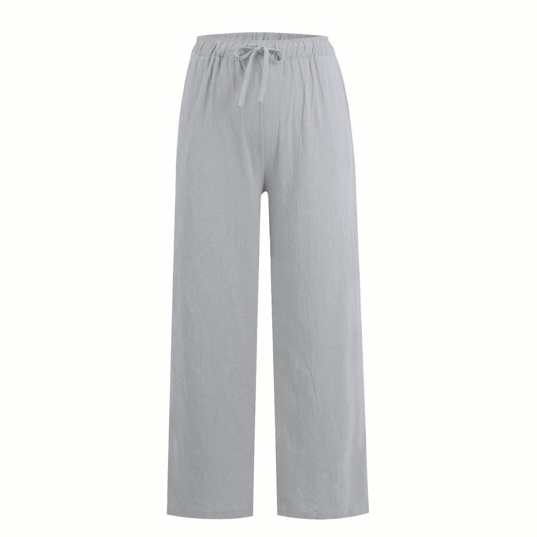 Pantalon large en coton et lin Olivenorma pour femme