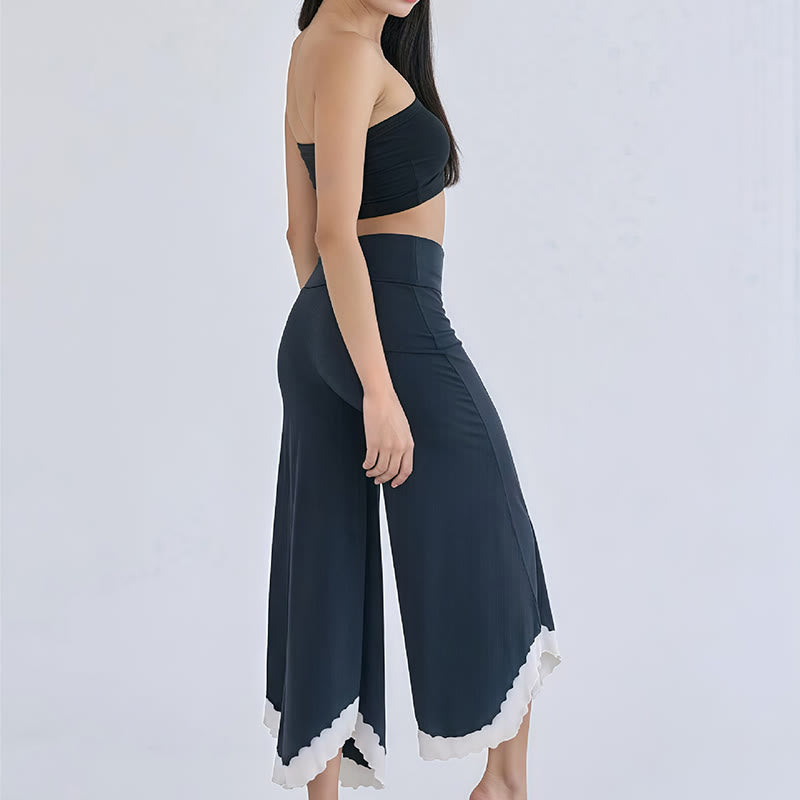 Pantalon court évasé en coton fluide Olivenorma