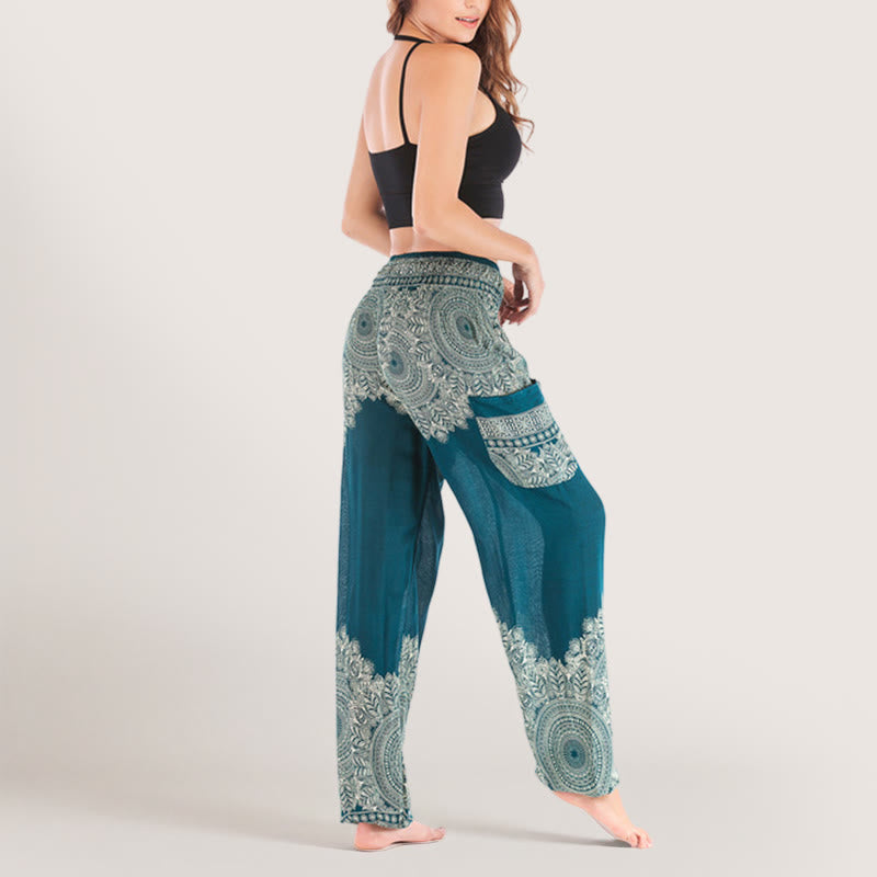 Pantalon de yoga décontracté à revers style bohème Olivenorma