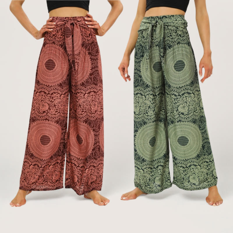 Pantalon de yoga à jambe large Olivenorma Mandala Boho