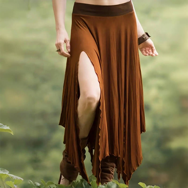 Robe mi-longue fendue style bohème Olivenorma à cordon de serrage - Pérou - XXL - image 1