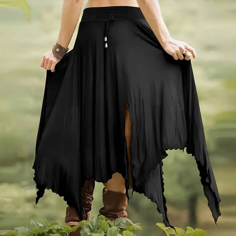 Robe mi-longue fendue style bohème Olivenorma à cordon de serrage - image 17