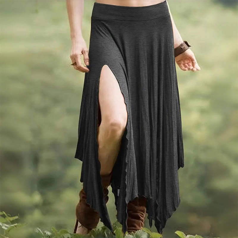 Robe mi-longue fendue style bohème Olivenorma à cordon de serrage - Gris - XXL - image 11