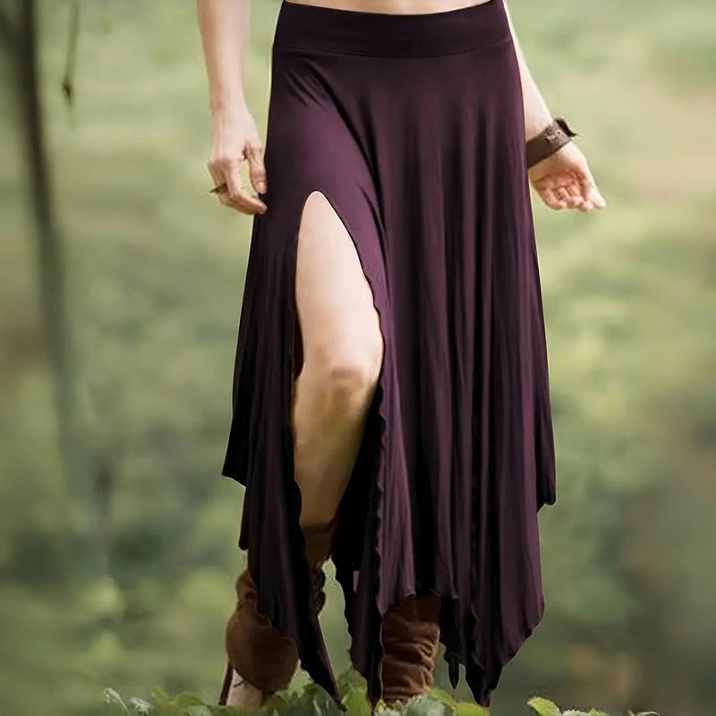 Robe mi-longue fendue style bohème Olivenorma à cordon de serrage - Violet - XXL - image 24