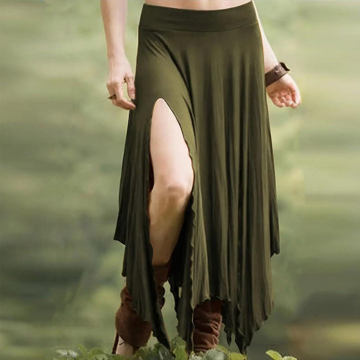 Robe mi-longue fendue style bohème Olivenorma à cordon de serrage - Vert - XXL - image 19