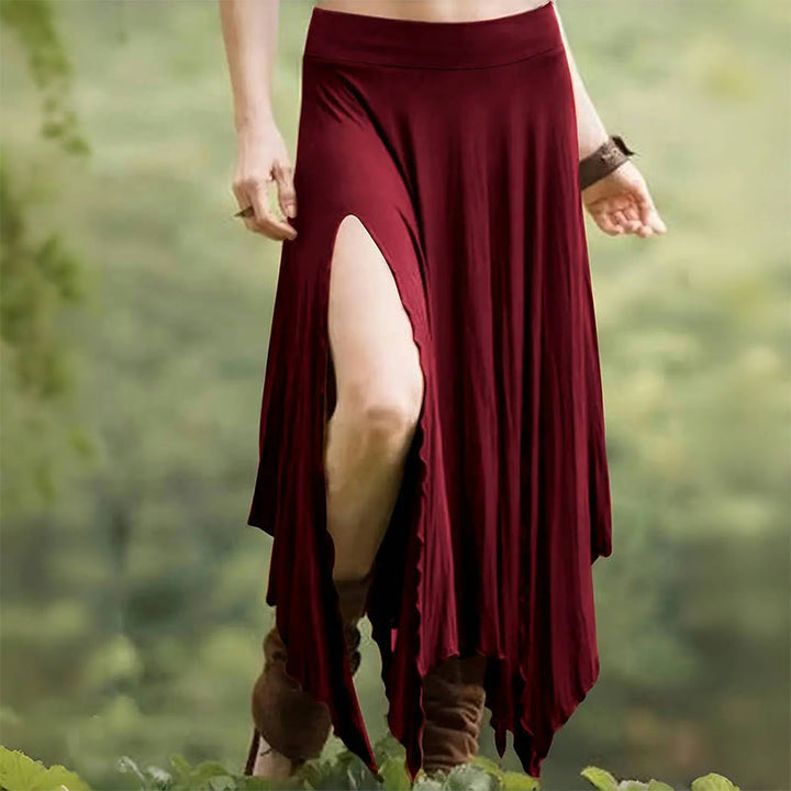 Robe mi-longue fendue style bohème Olivenorma à cordon de serrage - Rouge - XXL - image 6