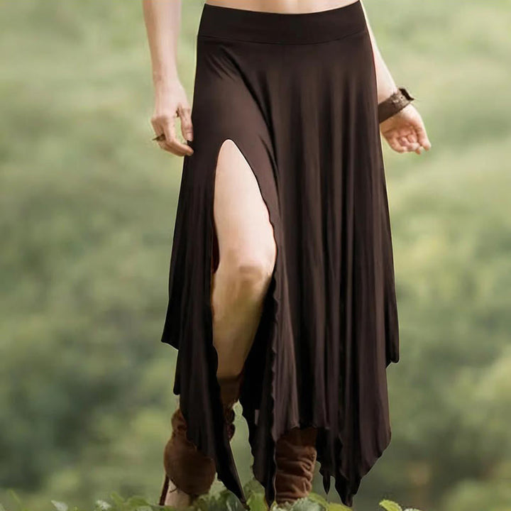 Robe mi-longue fendue style bohème Olivenorma à cordon de serrage - Bordeaux - XXL - image 27