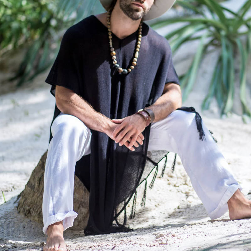 Cardigan décontracté noir à pompons pour homme Olivenorma - image 2