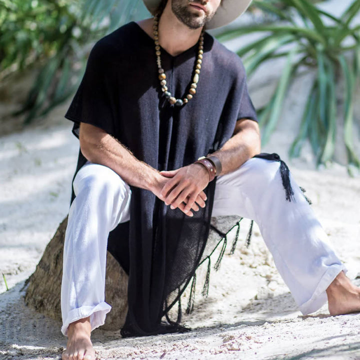 Cardigan décontracté noir à pompons pour homme Olivenorma - image 2