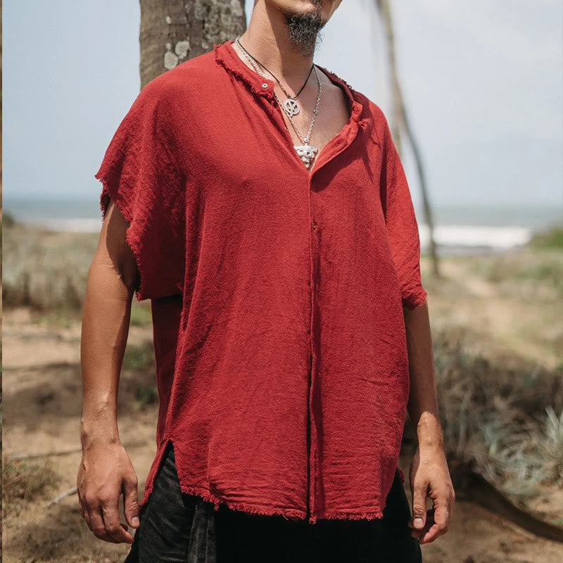 Chemises boutonnées décontractées à manches courtes pour hommes Olivenorma - Rouge - 3XL - image 4