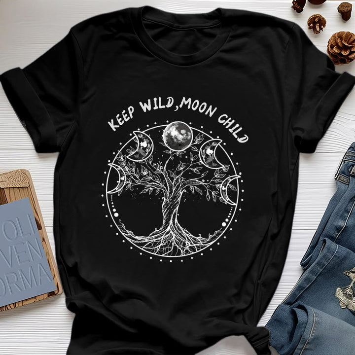 T-shirts Olivenorma « KEEP WILD, MOON CHILD » Arbre de vie Phases de lune - Noir - 2XL - image 6