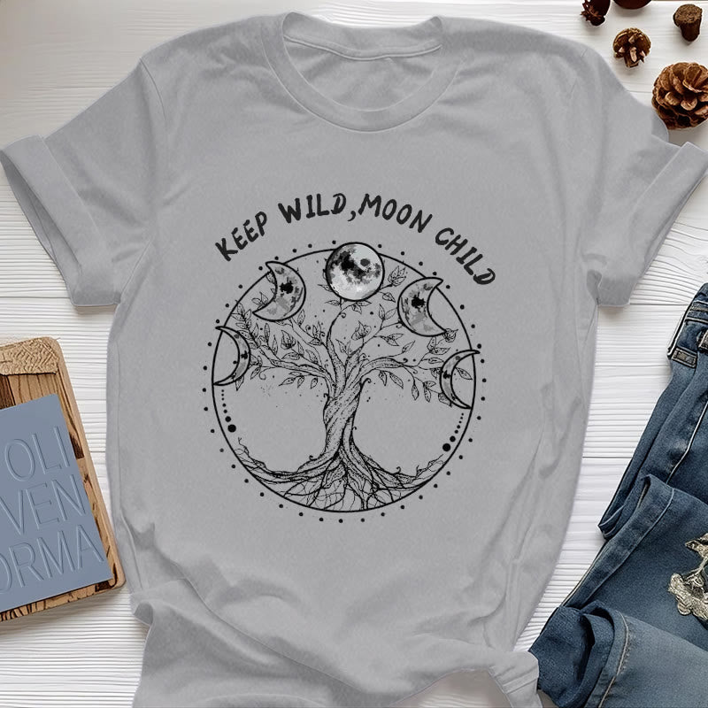 T-shirts Olivenorma « KEEP WILD, MOON CHILD » Arbre de vie Phases de lune - Gris - 2XL - image 8
