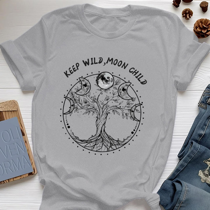 T-shirts Olivenorma « KEEP WILD, MOON CHILD » Arbre de vie Phases de lune - Gris - 2XL - image 8
