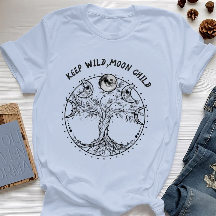 T-shirts Olivenorma « KEEP WILD, MOON CHILD » Arbre de vie Phases de lune - Bleu - 2XL - image 12