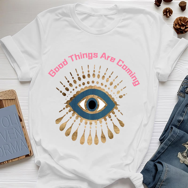 T-shirt Olivenorma « LES BONNES CHOSES ARRIVENT » EVIL EYE - Blanc - 2XL - image 6