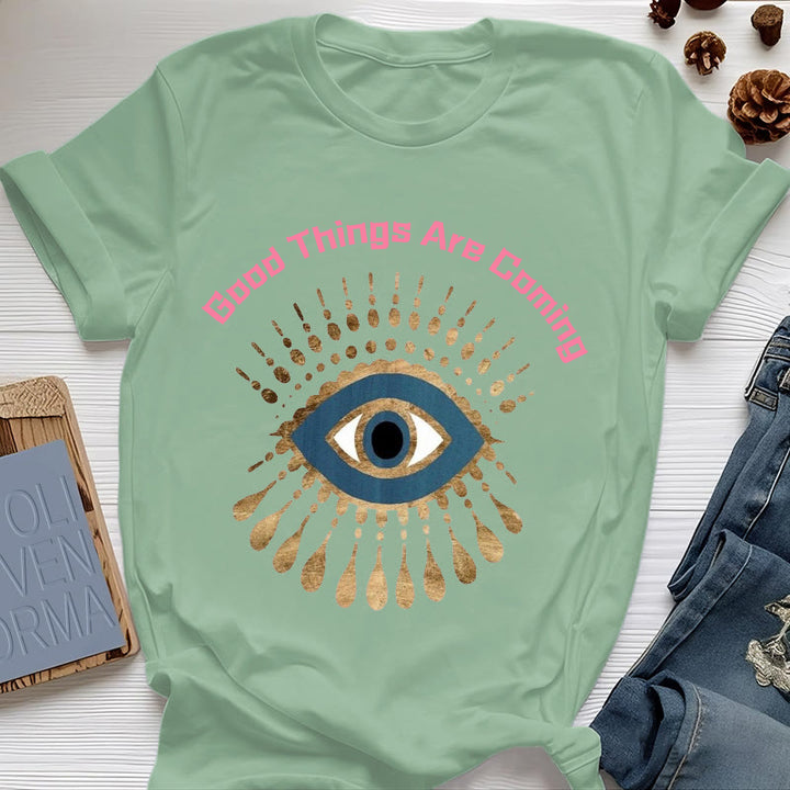 T-shirt Olivenorma « LES BONNES CHOSES ARRIVENT » EVIL EYE - Vert clair - 2XL - image 18