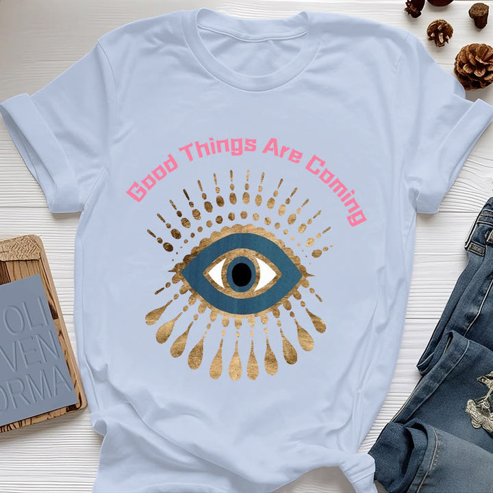 T-shirt Olivenorma « LES BONNES CHOSES ARRIVENT » EVIL EYE - Bleu - 2XL - image 14